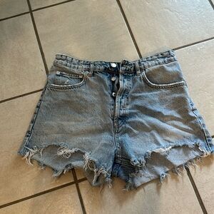 Zara button fly high waisted denim shorts